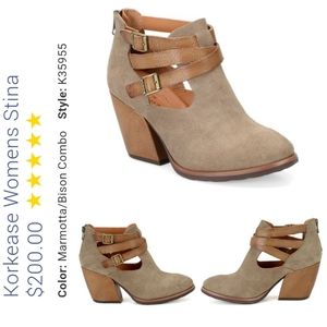 Korkease Stina Suede Leather Marmotta Bison Tan Strappy Heeled Boots
